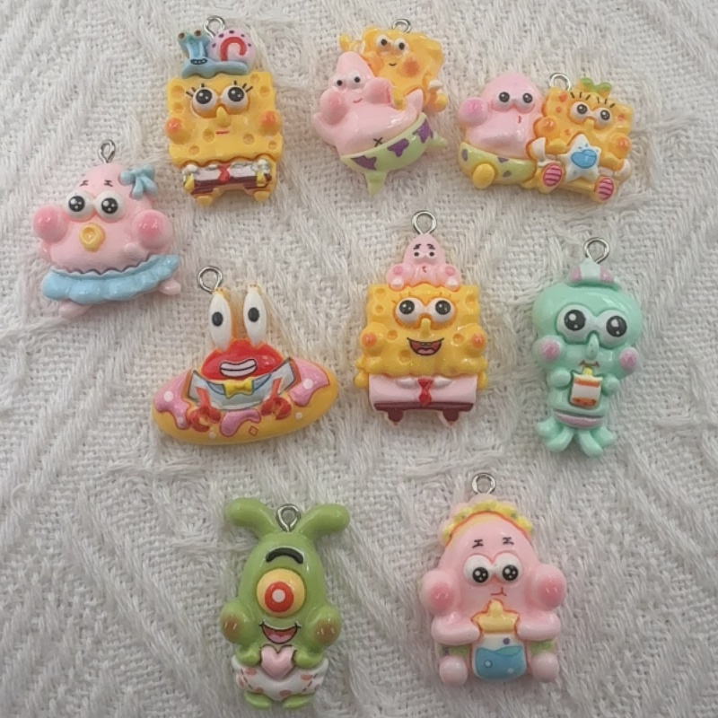 Party Games Ideas - 10 buah liontin resin kartun, anting-anting